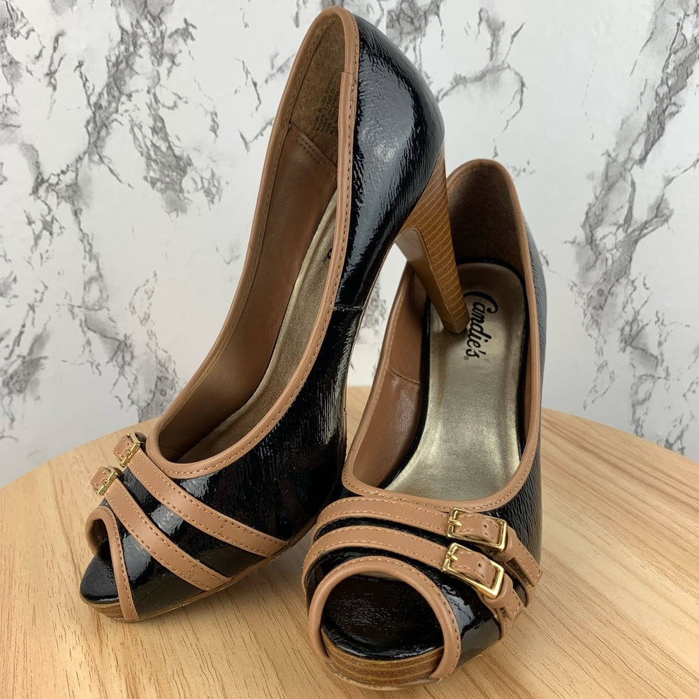 Candies Buckle Peep Toe Heels